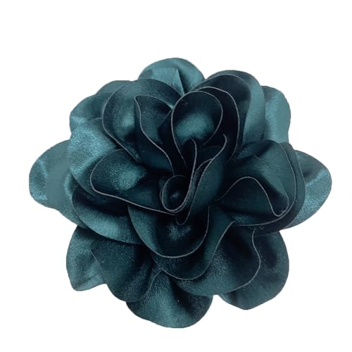 Satin Fabric Rose Flower Extra Large Big Brooches Lapel Pins Silk Camellia Oversized Pin for Women Wedding Party Dance Banquet Dresses Suit Clothes Accessories Jewelry Gifts 7.5in - color: Dark Green