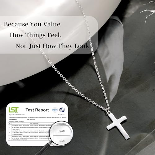 Carffordo 925 Sterling Silver Cross Necklace, Dainty Necklace for Women | Simple Small Cross Pendant Necklace, Sterling Silver/16K Gold Plated Non-Tarnish Faith Jewelry, Christian Religious Gifts - style: Sterling Silver Cross Necklace