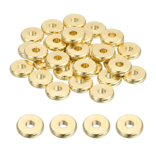 MECCANIXITY 40Pcs Rondelle Spacer Beads 10mm Diameter 3mm Hole Size 2.5mm Thick Metal Flat Disc Charm Circle for Bracelet Earring Necklace Jewelry Making, Gold - color: Gold, size: 10mm Dia x 3mm Hole Sizex 2.5mm Thick