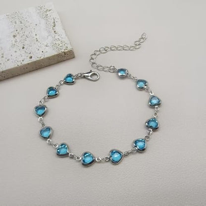 1pc Heart Shape Bracelet With Colorful Rhinestone Beads,Small And Fresh Style(No Box) Valentines,Mother's Day,Gift - color: Silver-Green, size: One Size