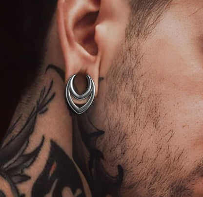 DOEARKO 2PCS Fashion Round Spiral Saddle 316 Stainless Steel Ear Tunnels Plugs Stretcher Gauges For Ear lobe Expander Piercing Body Jewelry - color: #1 Silver, size: 12mm(1/2")