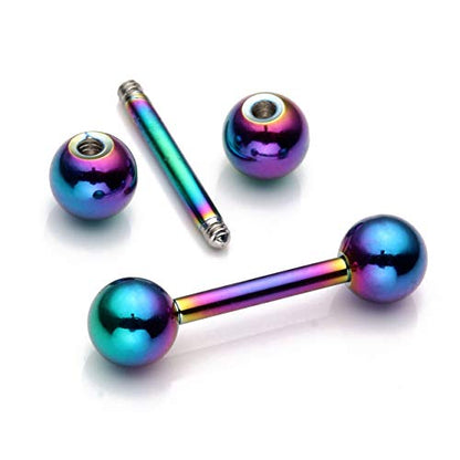 Zysta 4 Pairs Stainless Steel 14/16G Mixed Colors Body Piercing Barbells 6-16mm Post Studs Earring NippleTongue Helix Tragus Cartilage Labret Medusa Lip Eyebrow Straight Bar Ball Screw … - color: 4mm Ball,8mm Post