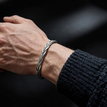 RIOSO 4Pcs Men's Cuff Bracelets Cuff Bracelet Leaves Pattern Twisted Open Cuff Bracelet