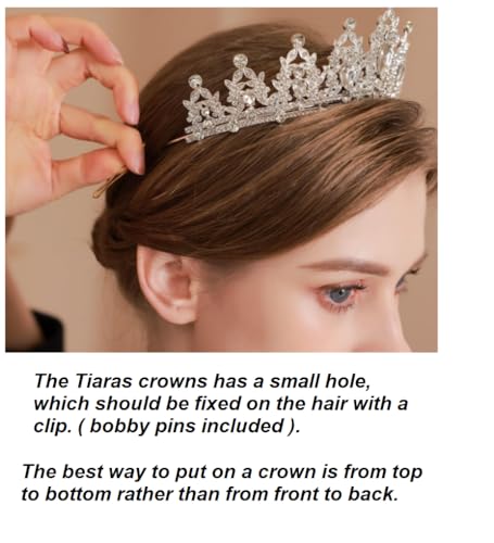 Kamirola - Queen Crown and Tiaras Princess Crown for Women Crystal Headbands for Bridal, Princess for Wedding and Party - color: Gold White