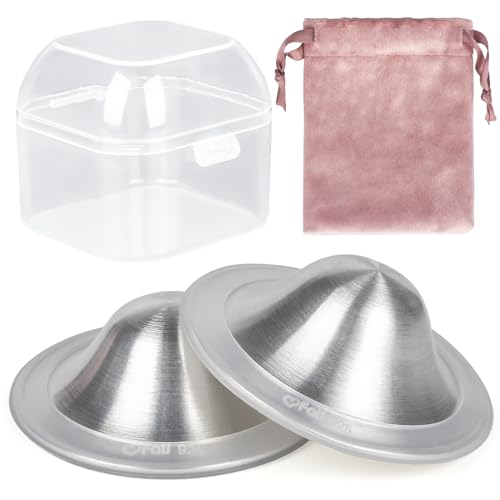The Original Silver Nursing Cups, Nipple Covers for Breastfeeding, Nipple Shields for Nursing Newborn, Breastfeeding Essentials Silver Nipple Guards for Sore Nipple Relief-XL - size: X-Large