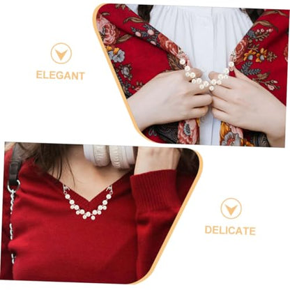 Uonlytech 2pcs Vintage Faux Pearl Sweater Clips Brooch Pins Retro Cardigan Collar Closure Clips for Women Jackets Shawls Cape Fasteners