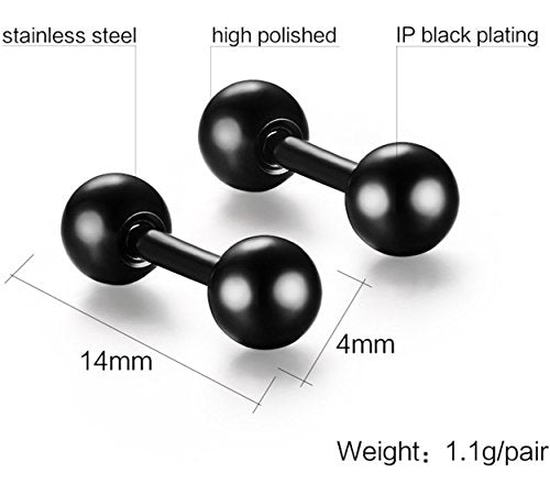 Tanyoyo 4mm Surgical Stainless Steel Ear Piercing Studs Earrings sets 5-6 Pair Mixed Colors High Polished 16G ¡­ - style: 5 Color