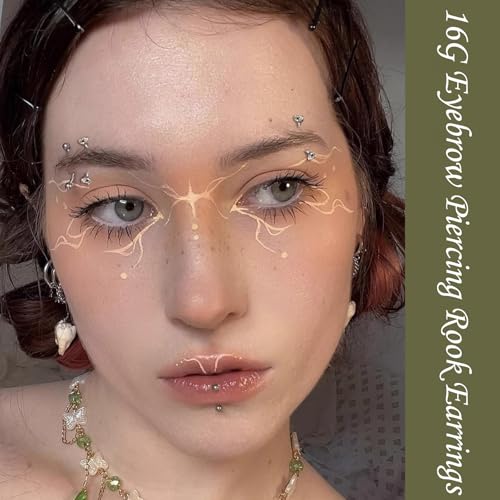 16G Eyebrow Piercing Jewelry Rook Earrings for Women Internal Thread Curved Barbell CZ Eyebrow Rings Vertical Labret Lip Jewelry Ear Rook Stud Small Tiny Belly Button Ring 6mm/8mm/10mm - color: Silver