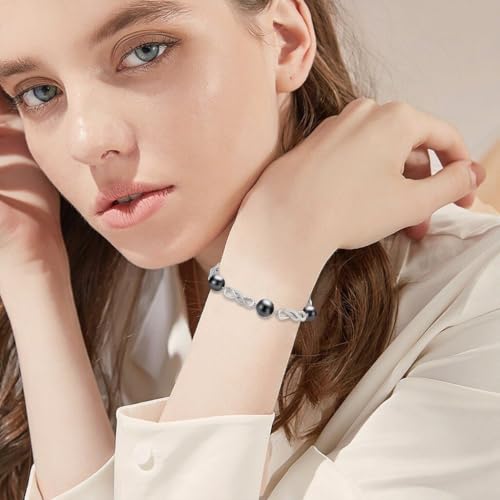 Pearl Bracelet 18K White Gold Plated Infinity Bracelet Jewelry for Women - color: black
