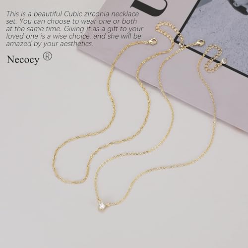 NECOCY Layered Gold Necklaces for Women Dainty Chokers Necklace Silmple Stackable Cubic Zirconia Necklace Non Tarnish Vacation Jewelry Trendy Gifts for Women - style: Layered chain CZ
