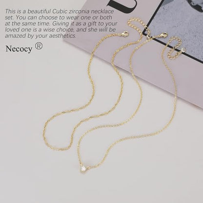 NECOCY Layered Gold Necklaces for Women Dainty Chokers Necklace Silmple Stackable Cubic Zirconia Necklace Non Tarnish Vacation Jewelry Trendy Gifts for Women - style: Layered chain CZ
