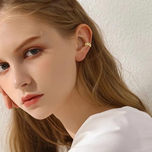 Solid 14K Gold Ear Cuff Earring for Women,14kt Real Gold Ear Cuff Hypoallergenic Non Piercing Cartilage Earring Jewelry Gifts for Christmas Birthday Her Mother Wife - style: Style 1