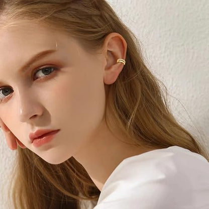 Solid 14K Gold Ear Cuff Earring for Women,14kt Real Gold Ear Cuff Hypoallergenic Non Piercing Cartilage Earring Jewelry Gifts for Christmas Birthday Her Mother Wife - style: Style 1