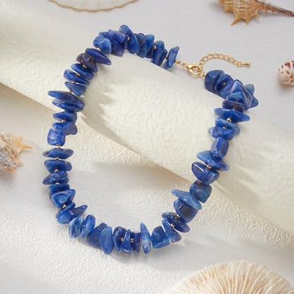 Elegance 11 designs Chunky Heart Necklace for Women, Colorful Acrylic Beaded Statement Puff Heart Necklace, Cute Boho Y2K Choker Necklace for Gift Jewelry - color: Blue