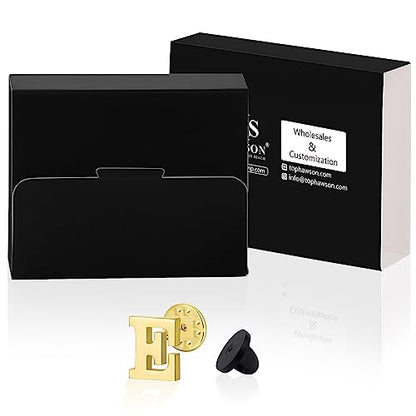 Initial Lapel Pin for Men Women, Brooch Pins for Men Suits, Metal Button Pins in 18K Gold and Silver Tone. - color: Gold-E