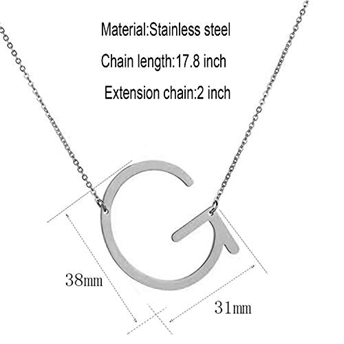 MOMOL Sideways Initial Necklace 18K Gold Plated Stainless Steel Large Big Letters Pendant Necklace Script Name Monogram Necklaces for Women - color: G