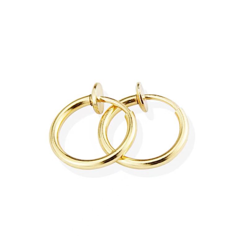 Clip On Hoop Earrings for Women - Silver and Gold-Tone Brass Spring Hoops for Non-Pierced Ears