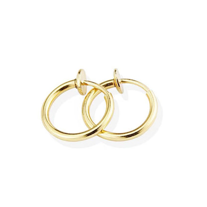 Clip On Hoop Earrings for Women - Silver and Gold-Tone Brass Spring Hoops for Non-Pierced Ears