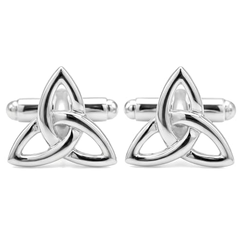 Alexander Castle Men's Cufflinks 925 Sterling Silver Celtic - 15mm x 14mm Celtic Trinity Cuff Links with Jewelry Gift Box