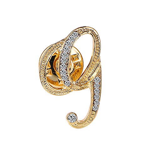 Initial Letter Brooch Pin Small Lapel Pin Tie Tack Name Personalized Gifts for Women Men Gold A-Z - style: G