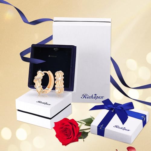 18K Crystal Heart Hoop Earrings for Women with Locket Design, White Crystal Cubic Zirconia Dangling Earrings Fine Jewelry Gifts for Her - color: Ring