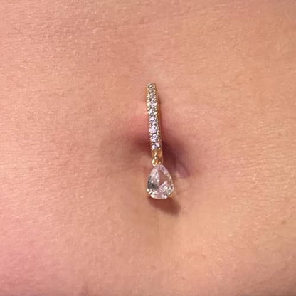 QWALIT Belly Button Rings 14G Surgical Steel Belly Rings CZ Opal Navel Piercing Jewelry for Women Girls 3/8" 10mm Silver Rose Gold - color: C4-6 dangles -gold