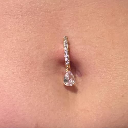 QWALIT Belly Button Rings 14G Surgical Steel Belly Rings CZ Opal Navel Piercing Jewelry for Women Girls 3/8" 10mm Silver Rose Gold - color: C3-6 dangles -silver