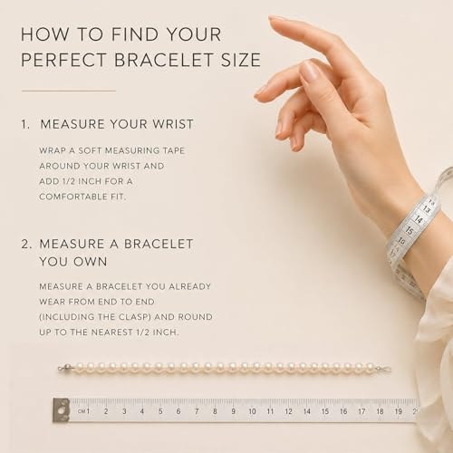 The Pearl Source Real Freshwater Pearl Bracelet for Women, Genuine Cultured Freshwater Pearls, Fine Jewelry Gift - size: 6-6.5mm, style: 8.5" Length