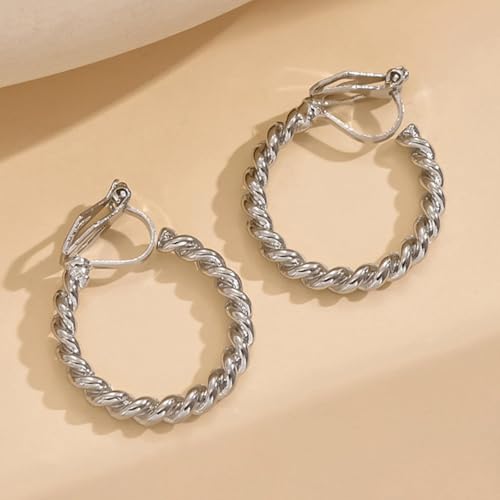 Clip On Earrings Women Gold Clip On Hoop Earrings Chunky Hoop Earring Ear Cuffs Non Piercing Statement Jewelry Gifts