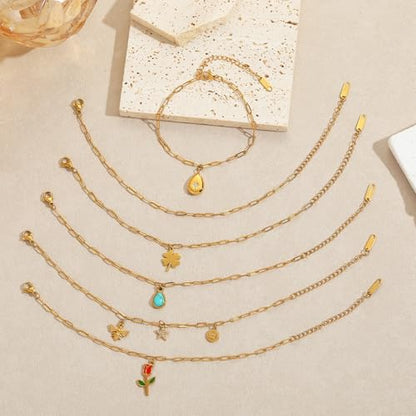 Swyabi 10 PCS Gold Plated Paperclip Bracelet Chains Bulk for Jewelry Making | 18K Stainless Steel, with Extender, No Fade, No Rust, Adjustable, for Men Women DIY, 6.5 Inch - color: 2.5x6.5mm Gold