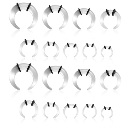 Mikovivi Acrylic Septum Rings,Plastic Horseshoe C-Shape Pincher Taper Cartilage Stretching Kit Piercing Retainer Jewelry for Women Man Nose Ear Tragus Size 14G 12G 10G 8G 6G 4G 2G 0G 00G