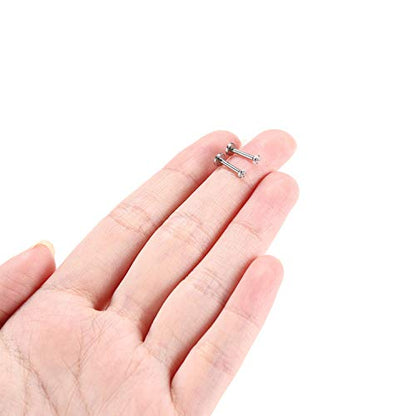 GAGABODY G23 Titanium 16G 6/8/10mm Clear CZ/Opal Internally Threaded Labret Monroe Lip Studs 6mm Helix Cartilage Tragus Earring Piercing - color: 16G-2Pcs - Length:8mm CZ:2mm