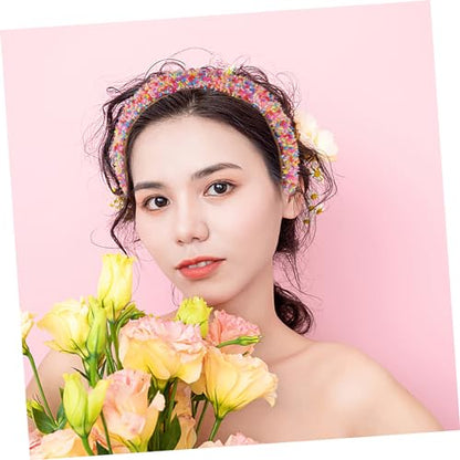 Women Headband Padded Wide Headband Face Care Accessory Hair Band Reusable Portable Comfortable Wide Edge Fashion Headwear for Daily Parties Weddings Jeweled Hairband for Women