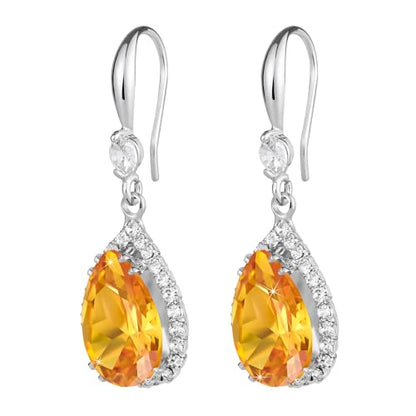 Linawe Imitation Diamond Dangle Earrings for Women Trendy, Rhinestone Drop Chandelier Earrings, Teardrop Crystal Cubic Zirconia Wedding Jewelry Set, 14K Gold/Rose Gold/Silver Tone - color: Silver,Nov