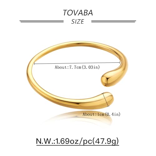 Chunky 14k Gold Cuff Bracelets for Women - Non Tarnish Teardrop Bangle Multi-layer Cross Wire Open Bracelets - color: Golden 14
