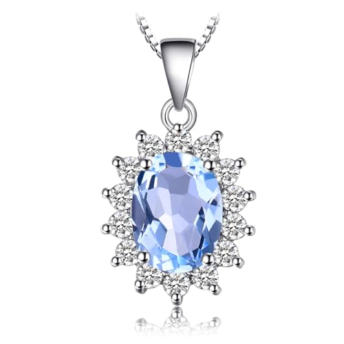 JewelryPalace Princess Diana Kate Middleton Natural Amethyst Citrine Garnet Peridot Topaz Created Ruby Sapphire Simulated Emerald Pendant Necklace for Women, 925 Sterling Silver Gemstone Jewelry Set - color: V-Brass-CZ