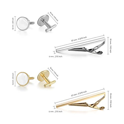 wynameleri Cufflink and Tie Clip Set for Men, 12 PCS Necktie Bars and Cuff Links Formal Business Dress Shirts Buttons Case Packed - color: T0408017