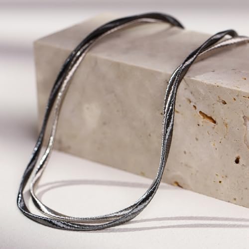 Handmade in Italy Necklace S925 Silver Twist Choker-Necklaces Minimalist Coil Craft Jewelry Mother's Day Christmas Gift for Women - color: 02