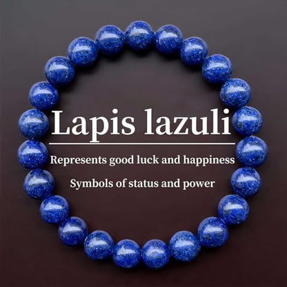 Amethyst Bracelet for Women Men, Elegant Handmade Natural Gem Stone Round Beaded Stretch Elastic Adjustable Healing Bracelets 8mm Gifts - color: AL-0232, size: Medium