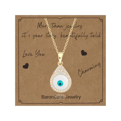 2 PCs Gold Plated Necklace Set for Women - Non Tarnish Jewelry Gift with Fashion Design - style: Evil Eye 2