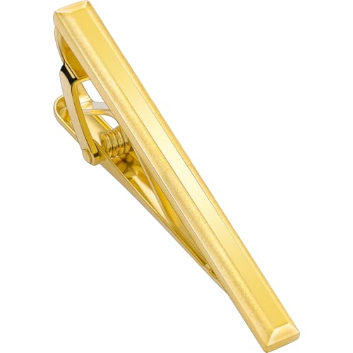 Tie Clip for Men, TAIGRAMA Tie Bar and Tie Pin Clip for Skinny Ties Gold Rose Gold Silver Black, Unique Mens Tie Clip Tie Clasp Suitable for Wedding Anniversary Business Professional and Best Gift - style: Style 6-Gold