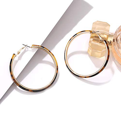Acrylic Earrings Lightweight Hoop Earrings Statement Resin Drop Dangle Stud Earrings Fashion Jewelry For Women - color: Tortoiseshell
