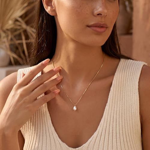 Gold Pearl Necklaces for Women Trendy, 14K Gold Plated Dainty Necklace Simple Single Double Layered Pearl Pendant Necklaces for Women Wedding Birthday Jewelry Gifts - color: 3-Irregularly-Single-Gold