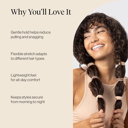 Kitsch Elastic Hair Ties No Damage | Stretchable Hair Bands - Neutral 12pcs | Strong All-Day Hold Hair, Rubber Bands For Hair, Ponytail Holders | Hair Accessories for Everyday Use - color: Neutral (Pack of 12)