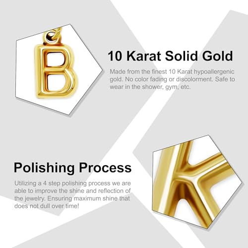 Gold Puffed Initial Letter Charm - 10 Karat Gold - 3D Bubble Letter Pendant - style: Letter b