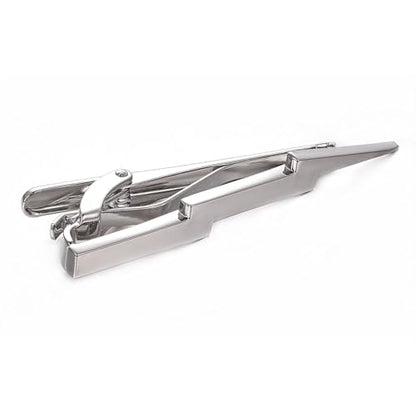Yoursfs Lightning Bolt Tie Clip for Men Unique 316L Stainless Steel Novelty Tie Bar Super Hero Cool Tie Clips for Valentine's Day Gifts - color: Silver