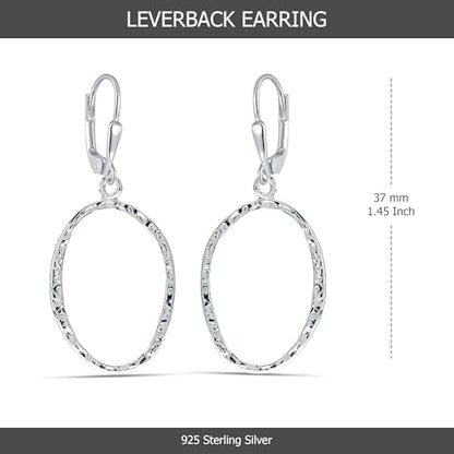 LeCalla 925 Sterling Silver Drop Earrings | Lever-Back Drop Earrings | Hypoallergenic Silver Teardrop Leverback Dangle Earring for Women Jewelry Gifts - color: Classic Hammered-37MM