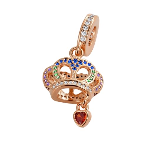 Bow Royal Crown Married Couple Wine Bottle Lock Key Arrow Heart Dangle Charm Bead for Pandora Bracelet … - style: Rose Gold Crown