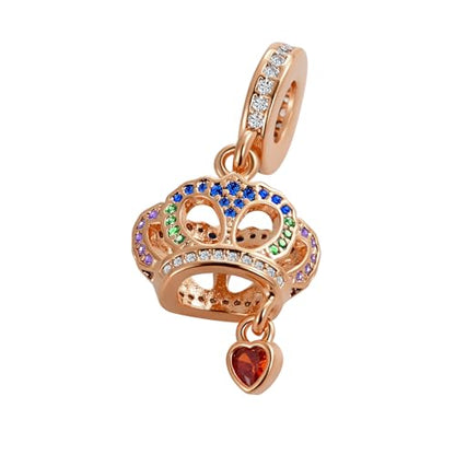 Bow Royal Crown Married Couple Wine Bottle Lock Key Arrow Heart Dangle Charm Bead for Pandora Bracelet … - style: Rose Gold Crown
