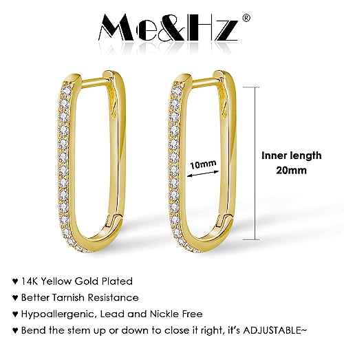 Me&Hz Gold Huggie Earrings Small Huggie Hoop Earrings for Women 14K Gold Plated Hypoallergenic Cubic Zirconia Huggies Mini Silver Hoop Earring for Women - color: Paperclip Hoop - CZ, Gold
